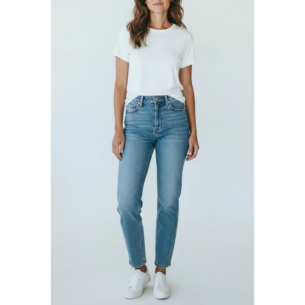 Ag Adriano Goldschmied Light Blue High-Rise Straight Leg Jeans